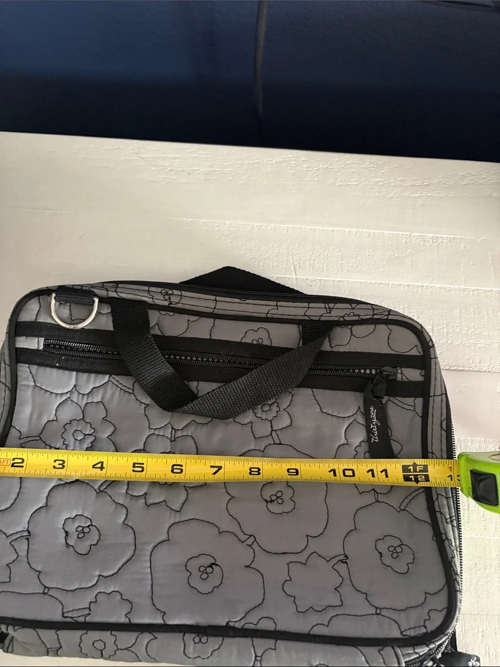 thirty-one Gray Floral Quilted Laptop Bag